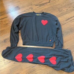 AVIATOR NATION Heart Set -Top sz S and Bottom sz XS